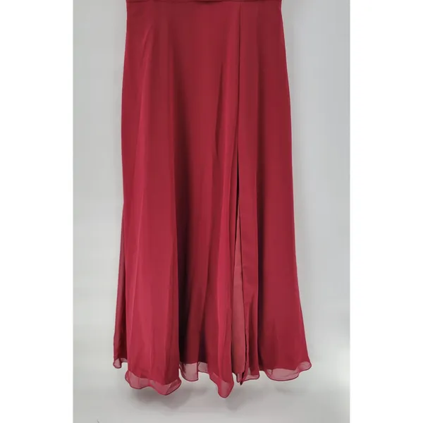 Azazie Gown Womens Large Red Pleated Chiffon High Slit Prom Bridesmaid Dress - Image 11