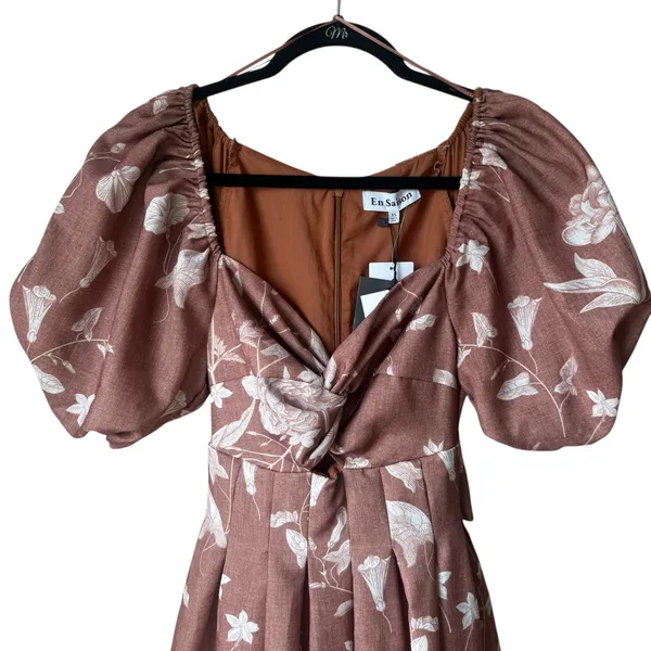 En Saison Monet Midi Puff Sleeve Square Neck Dress NWT Size XS - Image 2