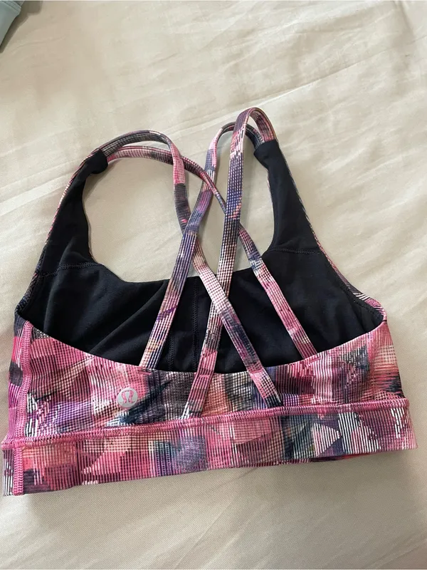Women's Lululemon size 2 Pink printed Strappy Sports Bra - Image 3