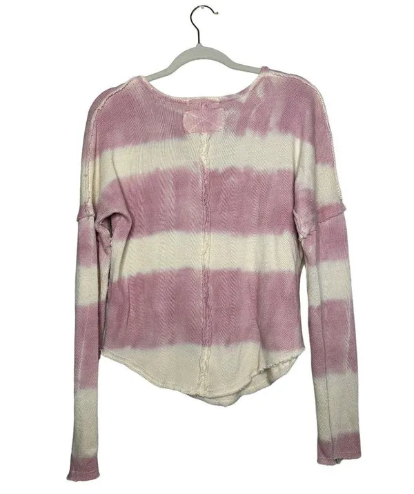 Free People Come And Get It Washed Top Size Medium Pink Cream Slouchy V-neck - Image 5