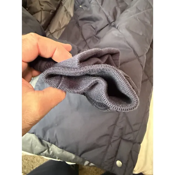 Size Large Tall Banana Republic Dark Blue Quilted Jacket Coat Reversible - Image 5