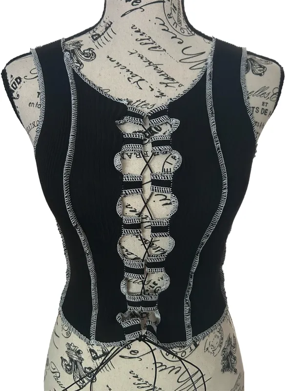 Brand New Black Peekaboo Top Size L - Image 2