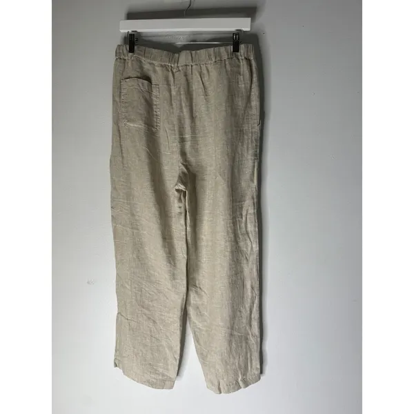 Quince 100% European Linen Pants Flax Beige Straight Leg Elastic Waist M - Image 2