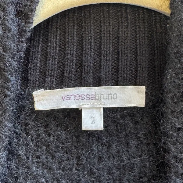 Vanessa Bruno Black Mohair Alpaca Shawl Collar Cardigan Sweater Italy Womens 2 M - Image 8