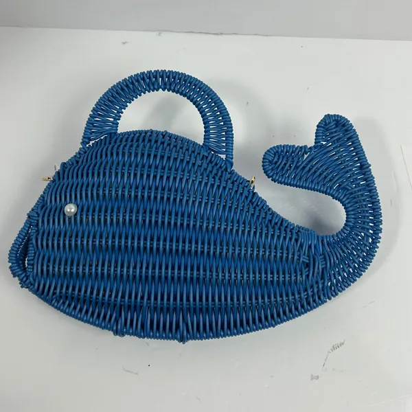 Tommy Bahama Blue Whale Wicker‎ Crossbody Bag Novelty Nautical Purse - Image 12