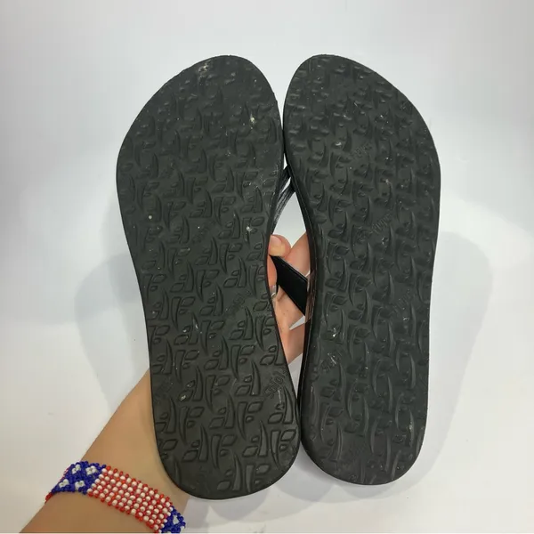 Flojos flip flop‎ sandals thongs black faux leather womens size 10 casual summer - Image 8