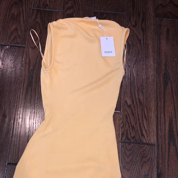 SUBOO Vega rouched front dress in butter size xsmall new with tags - Image 7