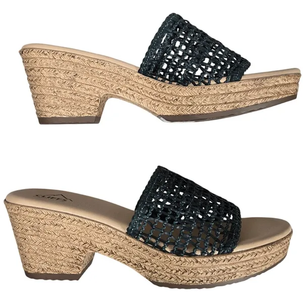 Cliffs by White Mountain Biankka Platform Woven‎ Slide Sandals Black 10 NIB - Image 5