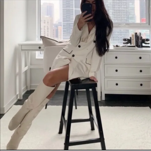 Cream Double Breasted Blazer or Mini Dress XS NEW - Image 2