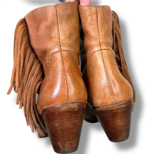 Sam Edelman Louie Camel Brown Tassels Leather Booties Western Ankle Boot Size 8 - Image 5