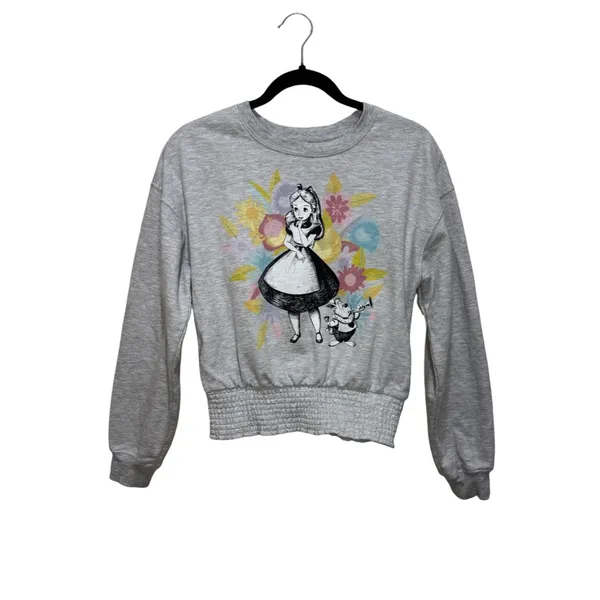 Disney Women's Alice Wonderland Graphic Crewneck Sweatshirt Heather Gray M - Image 2