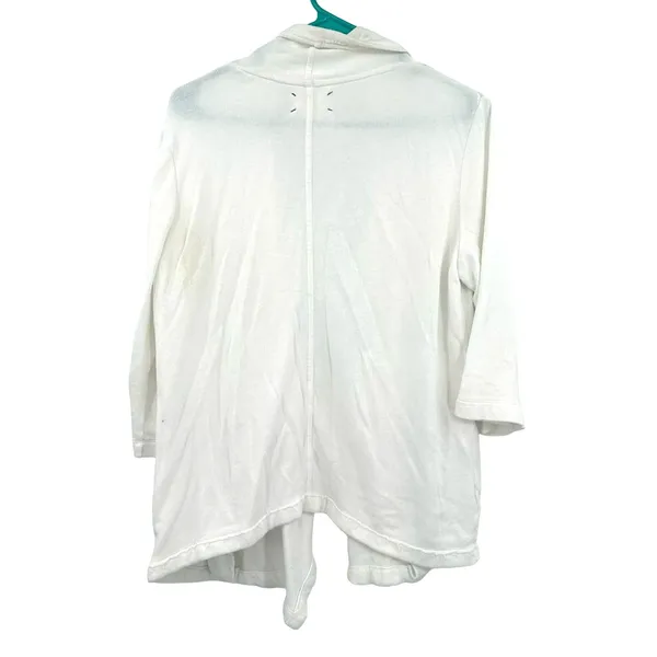 Lou & Grey Size XS Sweater White 3/4 Sleeve Asymmetrical Open Front‎ Cardigan - Image 2