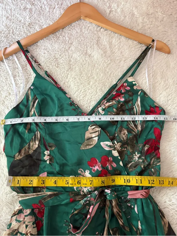 Lulus Still the One Emerald Green Floral Print Satin Maxi Dress Size Large NWT - Image 7