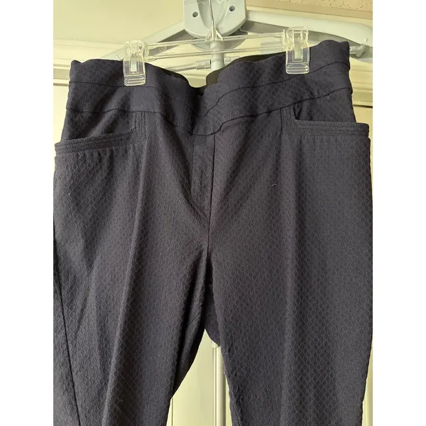 Maurices Womens Navy Blue Textured Pull On Stretch Dress Pants Size 18 REG - Image 2