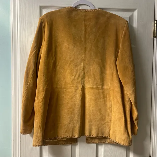 Terry Lewis Classic Luxuries Women's Tan Suede Jacket Lined GORGEOUS- Size L - Image 2
