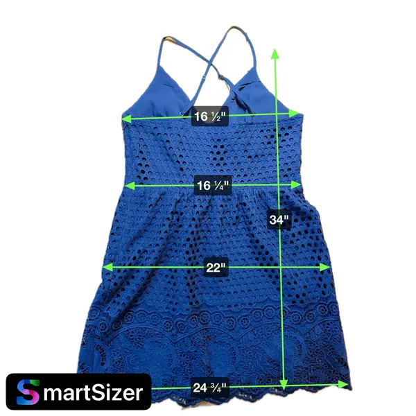 Abercrombie & Fitch Women's Navy Blue Eyelet A-Line Short Dress‎ Size L - Image 5