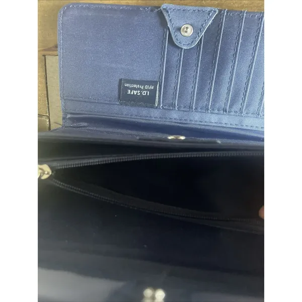 Nautica Floral‎ RFID Trifold Wallet Womens Size OS Blue Vegan Leather Clutch - Image 6