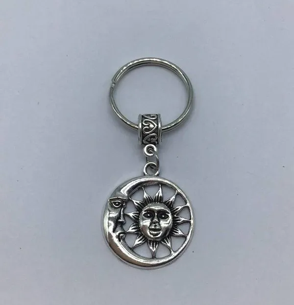 New sun and moon silver or gray dangle keychain - Image 11