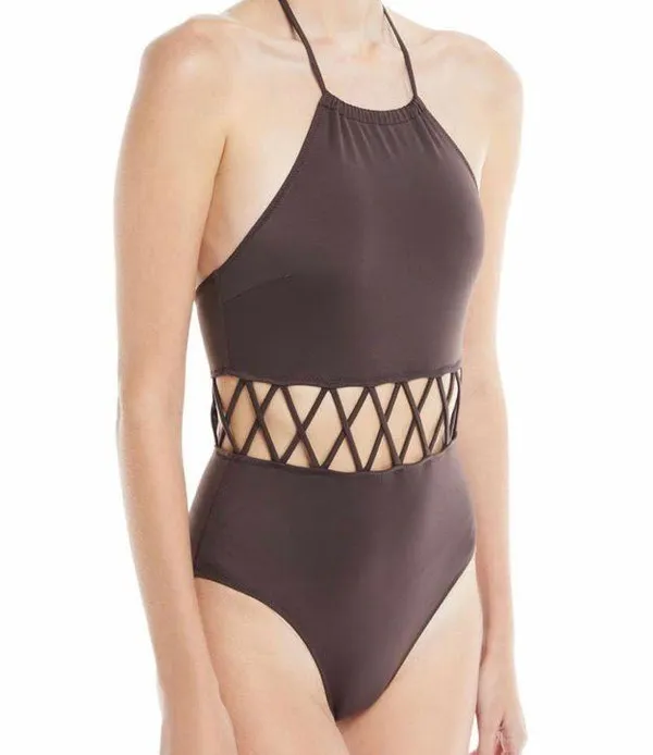 Solid & Striped AMAZING BROWN  ONE PIECE CUT OUT BATHING SUIT - Image 2