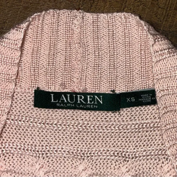 Lauren Ralph Lauren Pink Cable Knit Open Front Cardigan - Image 2