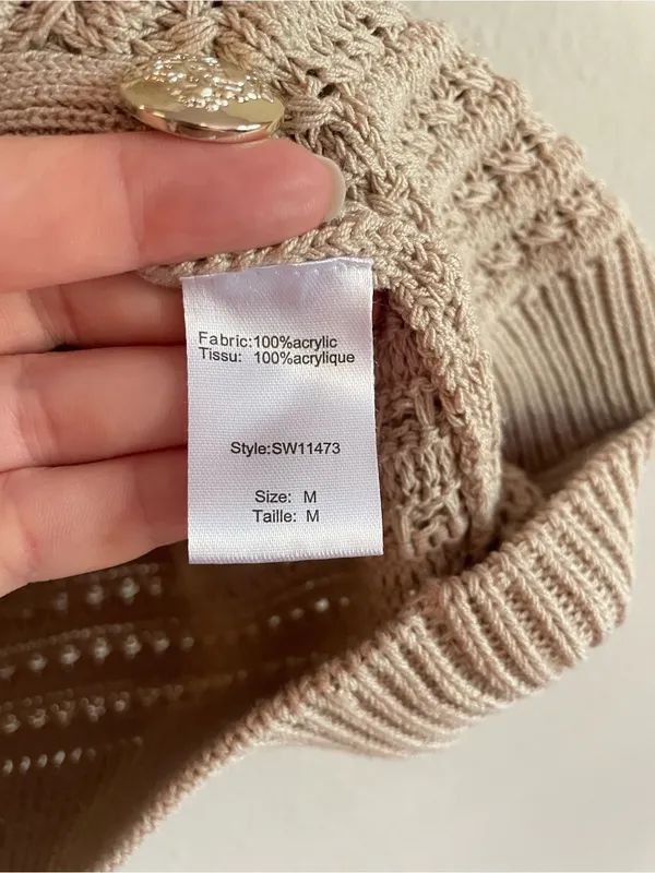 Elan Sleeveless Knit Sleeveless Sweater Cardigan - Taupe Size Medium - Image 7
