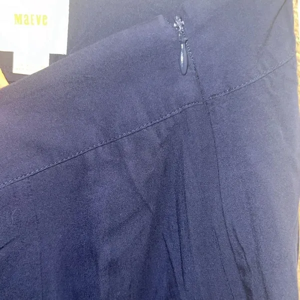 Anthropologie ✨Maeve Canna Culotte Wide Leg Crop Sz 8 Pants Dark Blue Rayon Side Zipper✨ - Image 8
