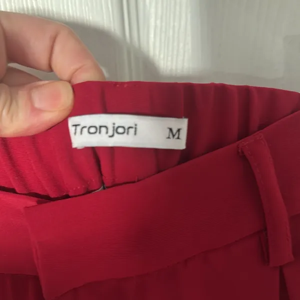 Elegant Red Wide-Leg Pants stretch waist size medium - Image 2