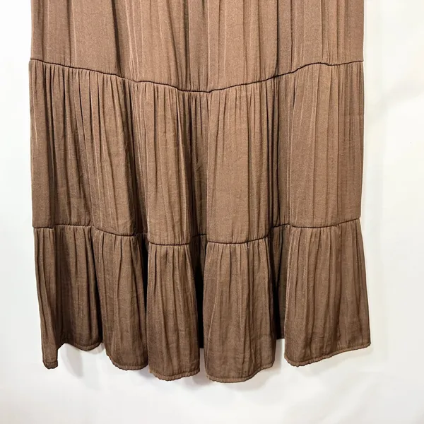 Indigo Soul Large Midi Skirt‎ Brown Tiered Smocked Boho Fairy Soft Girl 1772 - Image 2