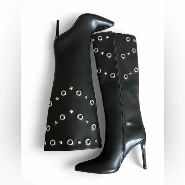 I.N.C. International Concepts Women's Black Saiqa Grommet Knee High Boots 6M - Image 8