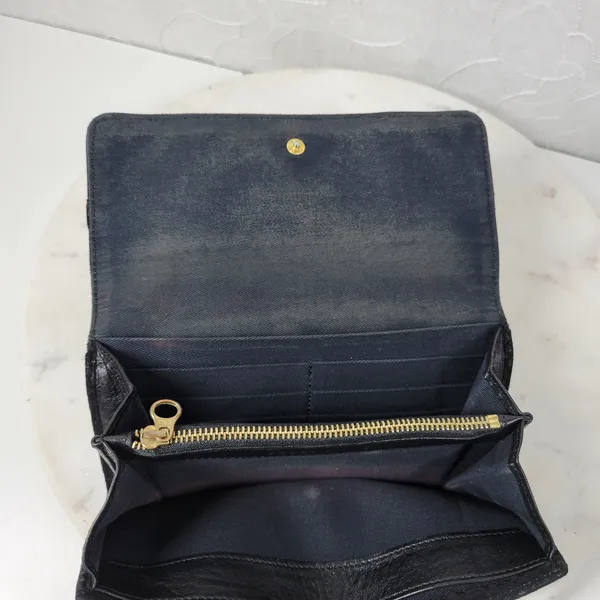 See By Chloe Checkbook Wallet 7.25" Black Soft Embossed Leather Bi-Fold Clutch - Image 11