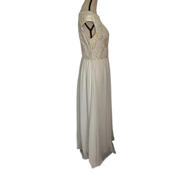 Candalite Glitter Lace Chiffon Maxi Dress Sz S Boho Fairy Flowy Cottage Formal - Image 6