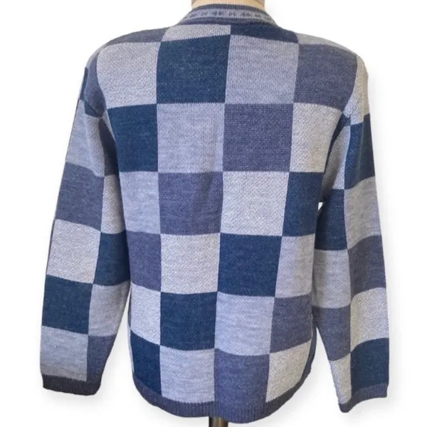 Vintage 90’s Y2K Snowflake Knit Cardigan Sweater Blue Button Holiday S - Image 3