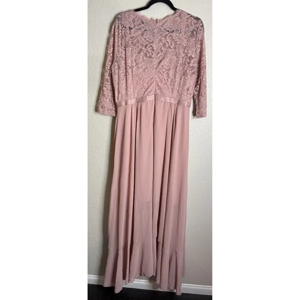Miusol Womens XXL‎ Pink Maxi Dress Lace Ruffle High Low Evening Gown Wedding NEW - Image 2