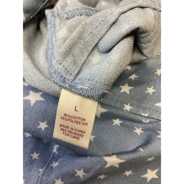 Wishlist Star Print Button Front Romper Light‎ Blue Denim Large WL24-9852 NEW…. - Image 5