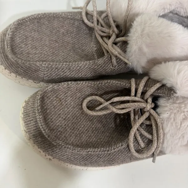Hey Dude Britt Boots Womens Size 9 Charcoal Lace Tie Shoes Faux Fur Comfort - Image 2