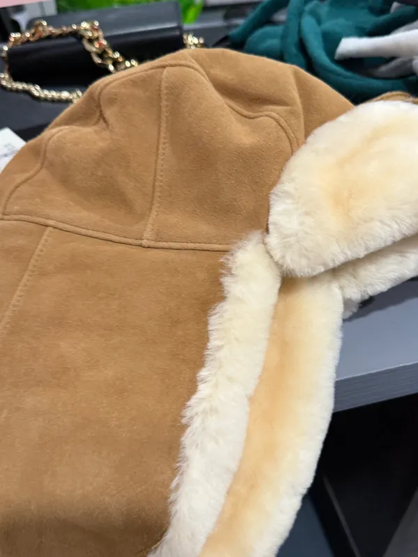UGG Suede Shearling-Trim Hat + Mitts - Image 2