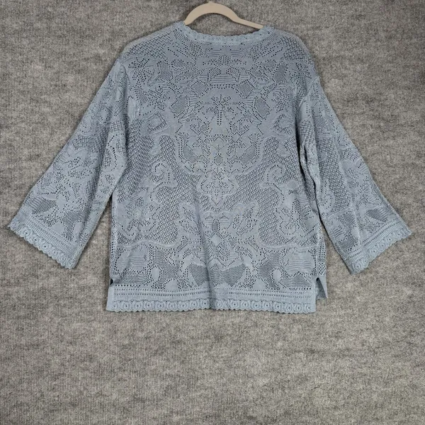 White House Black Market Size-M Womens Top Pointelle Stitch 3/4 Sleeve - Image 3