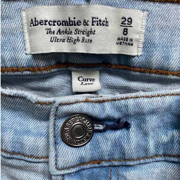 Abercrombie & Fitch Curve Love Ankle‎ Straight Ultra High Rise Jeans Light 29/8 - Image 4