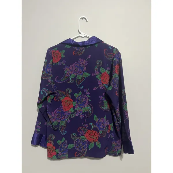 Victorias Secret SleepShirt Womens S Satin Gold Label Floral Paisley Purple - Image 2