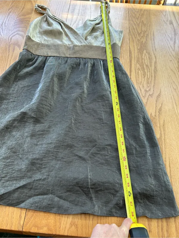Adrianna‎ Papell Size 14 Shimmer Metallic Cocktail Dress V-Neck Colorblock Midi - Image 12