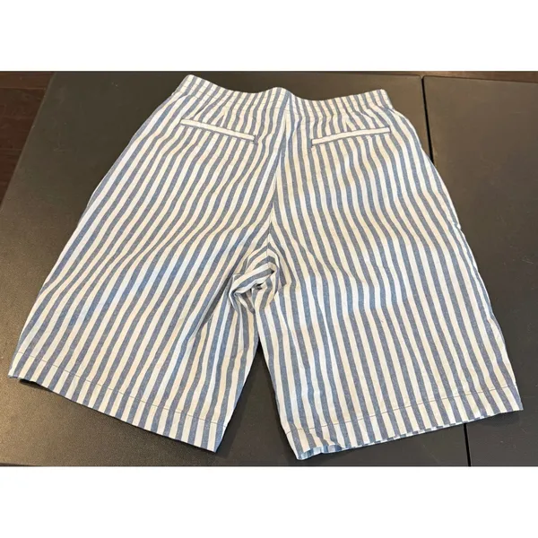 Lands End Women‎ Size 4 Blue White Striped Mid Rise Pull On Shorts Elastic Waist - Image 2