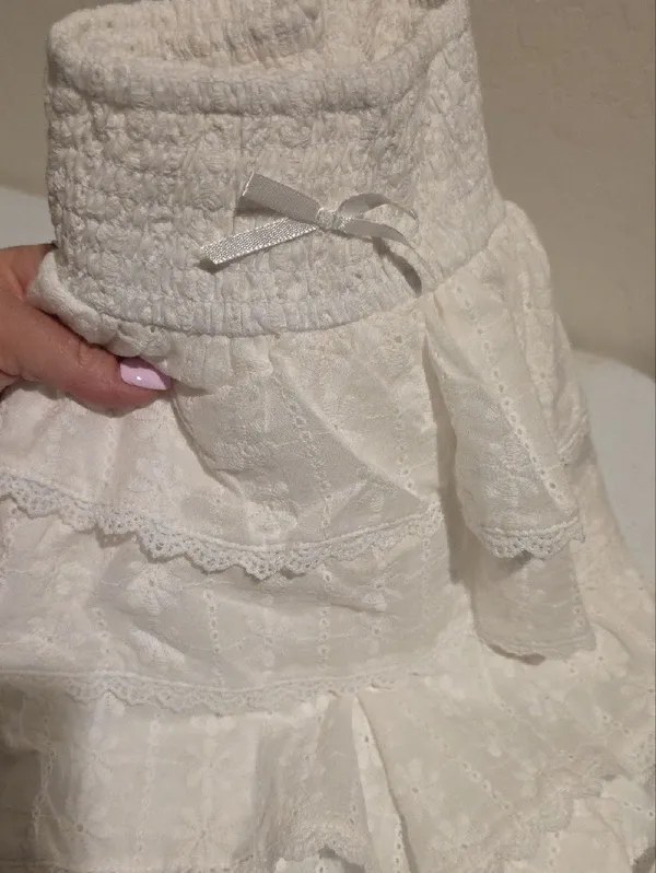 White Eyelet Layered Skort with Ruffle Details - Image 6