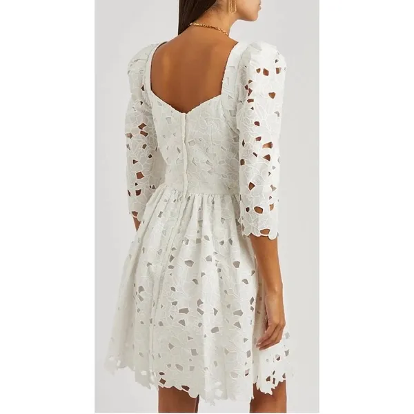Cara Cara NWT Hart Eyelet Dress Cotton Square Neck‎ Mini Dress Brodererie Size 4 - Image 11