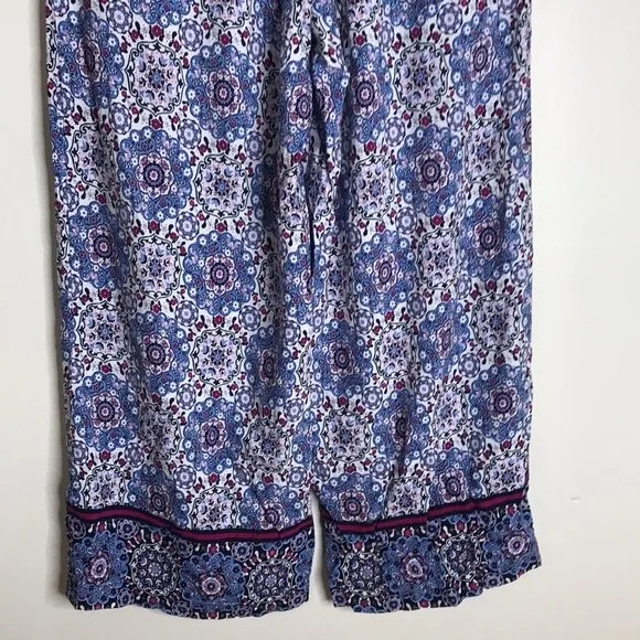 Loft Fluid Wide Leg Crop Pants in Medallion Linen Blend‎ ladies size medium - Image 12