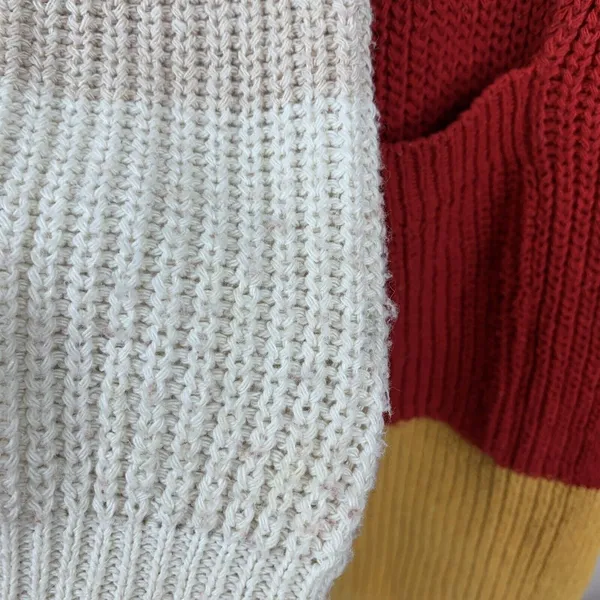 Boho L / XL Cardigan Knit Sweater Long Rainbow Striped Open Front Lara Fashion - Image 5