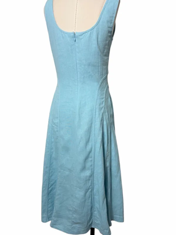 House of Harlow 1960 Linen Blend Light Blue Midi Dress - Image 4