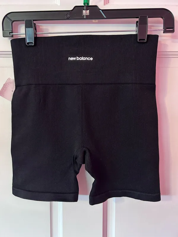 Black New Balance Biker Ribbed Shorts - Image 2