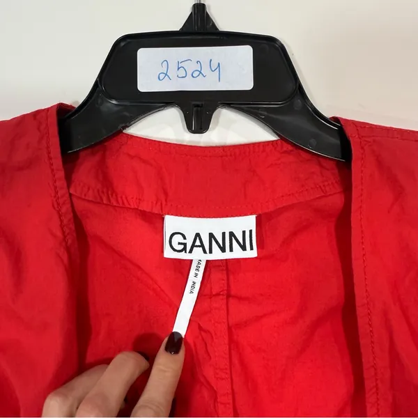 GANNI red Mini Wrap Dress Size 34 Small - Image 6