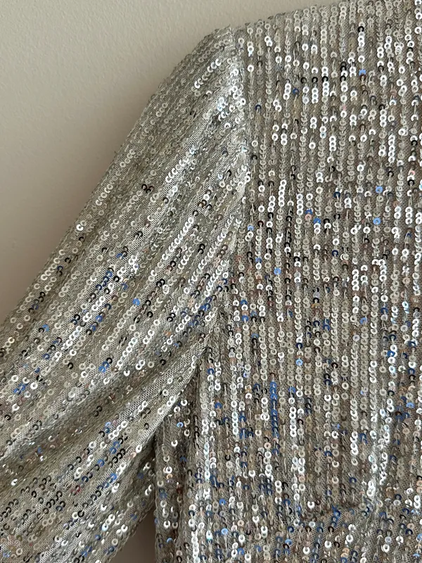 Eliza J Silver Long Sleeve Sequin Mini Dress, Party Cocktail Holiday, Size 4 - Image 8