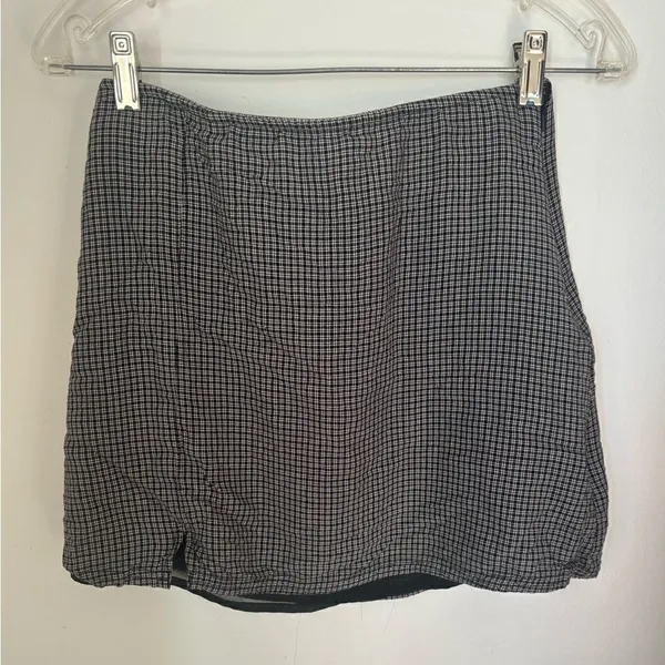American Eagle Micro Check Mini Skirt Size XS Black White - Image 8